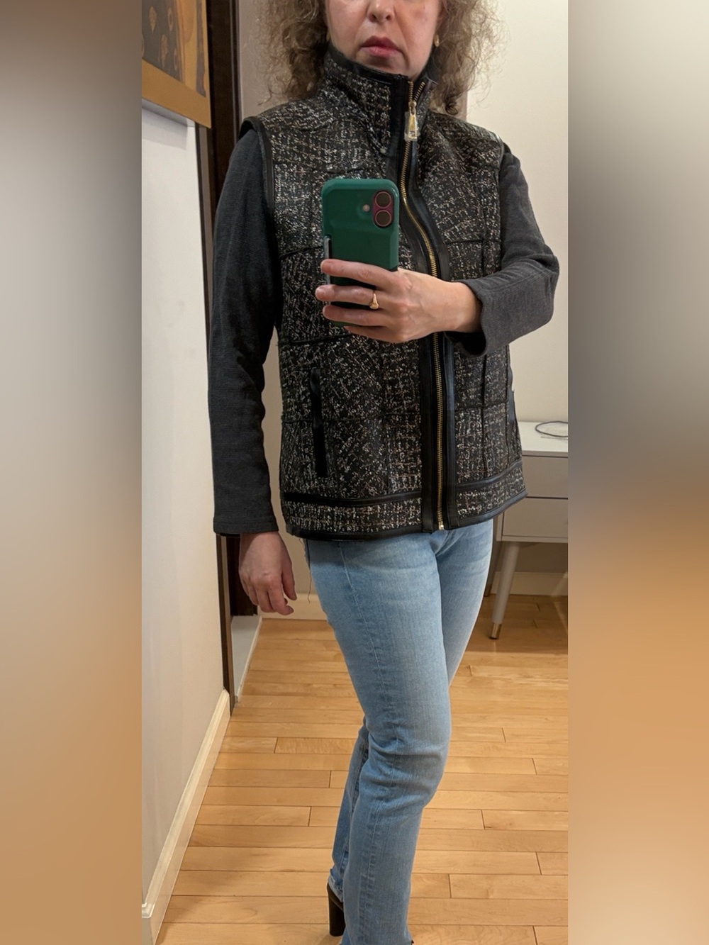 New Genuine Shearling Vest with Zipper, size Large